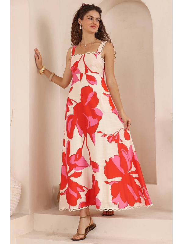 Iris Maxi Stylised Hibiscus Maxi Dress