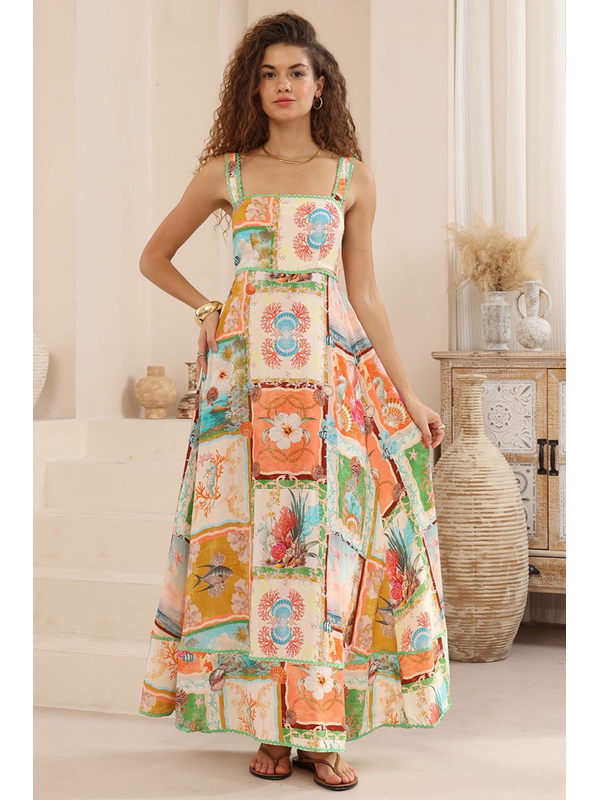 Iris Maxi Patchwork Maxi Dress