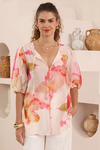 Iris Maxi Painterly Floral Blouse