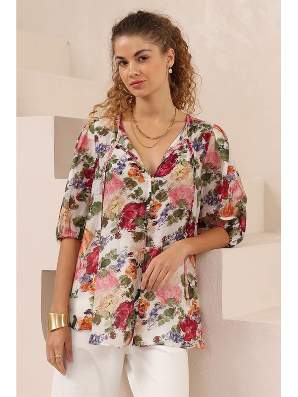 Iris Maxi Painterly Floral Blouse