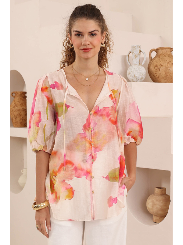 Iris Maxi Painterly Floral Blouse