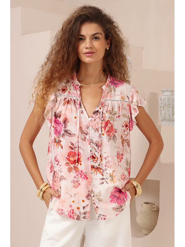 Iris Maxi Floral SS Blouse Top