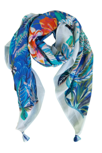 Zoda Pure Cotton Rainforest Scarf With Tassel