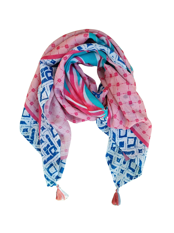 Zoda Pure Cotton Pink Scarf With Tassel