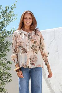 St Germain Barcelona Shirred Cuff Top