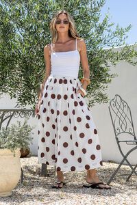 White Poetry Polka Dot Midi Skirt