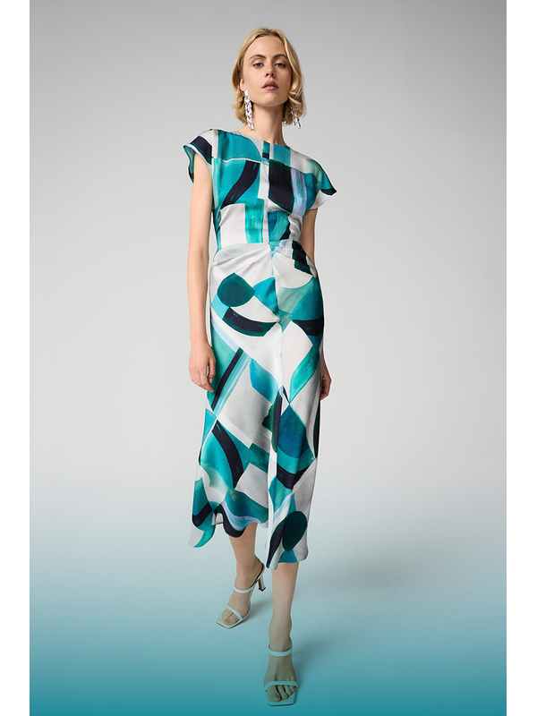 Joseph Ribkoff Textured Satin Geometric Print Dress