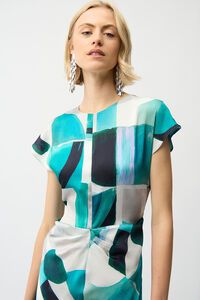 Joseph Ribkoff Textured Satin Geometric Print Dress
