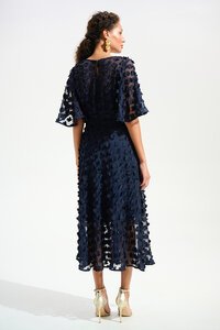 Joseph Ribkoff 3D Embroidered Belted Chiffon Dress 