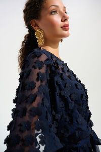 Joseph Ribkoff 3D Embroidered Belted Chiffon Dress 