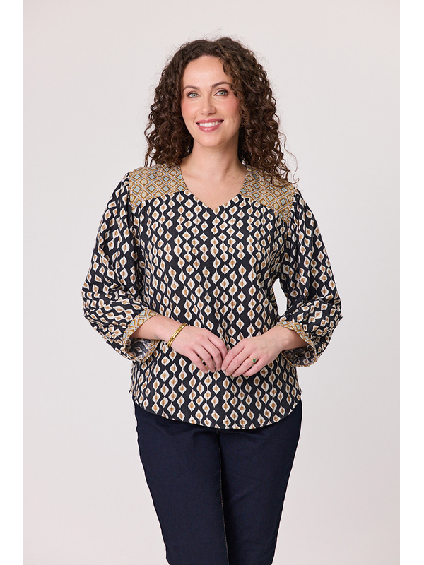 Classified Albi Contrast V Neck Blouse