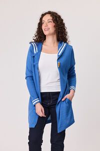 Classified Stripe Trim Hooded Cardi