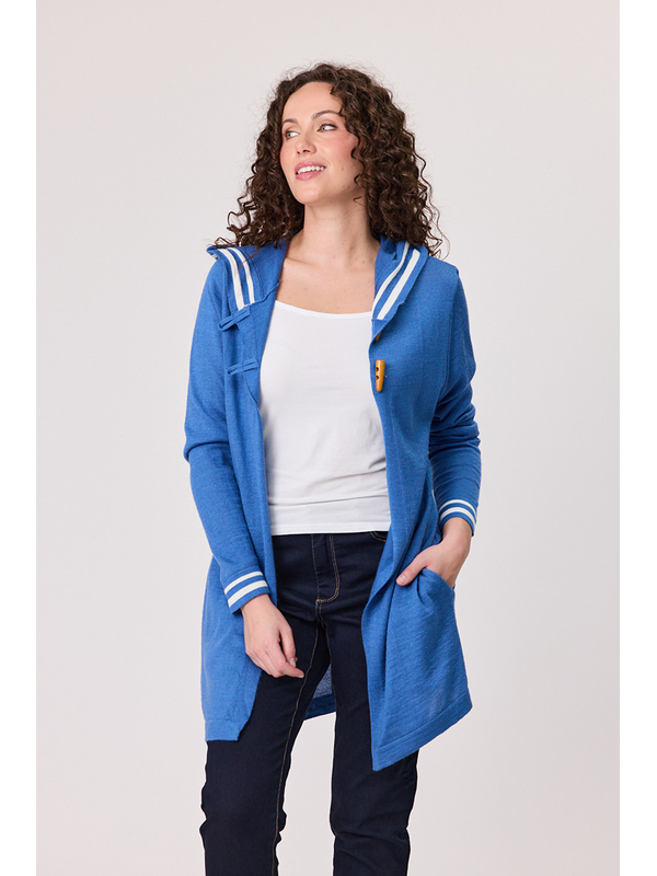 Classified Stripe Trim Hooded Cardi