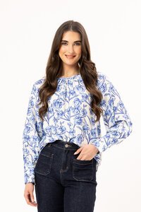 Leila + Luca Blue Bloom Centered Top