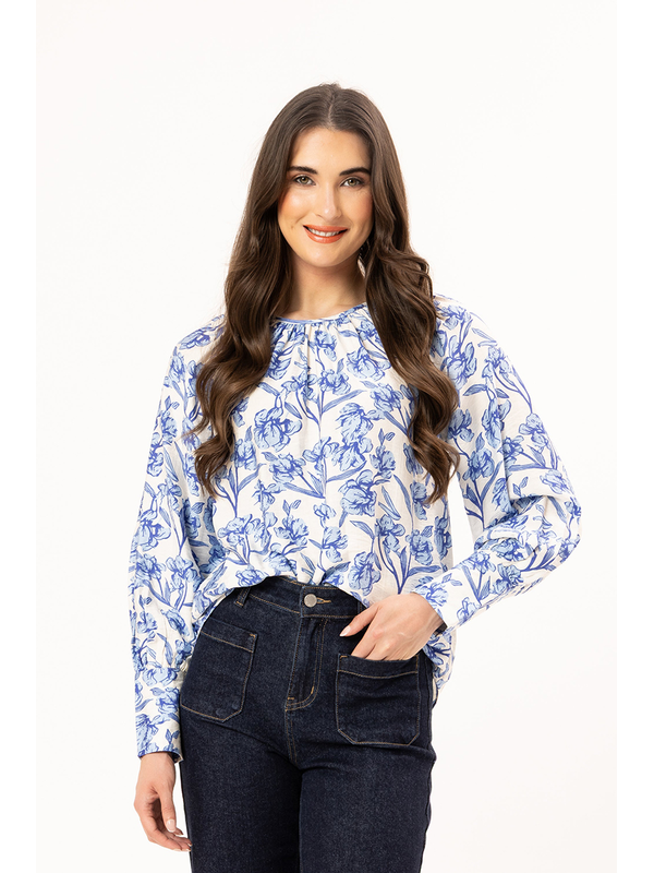 Leila + Luca Blue Bloom Centered Top