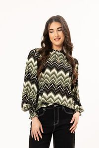 Leila + Luca Forest Stripe LS Movement Blouse