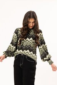 Leila + Luca Forest Stripe LS Movement Blouse