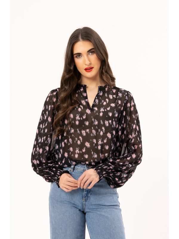 Leila + Luca Pink Prowl LS Movement Blouse