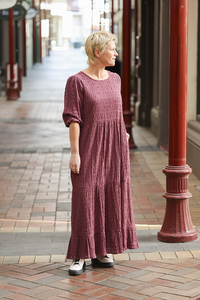 Seeking Lola Rosewood Crinkle Prairie Dress