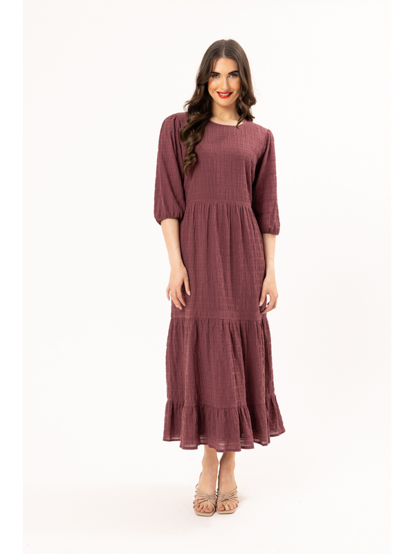 Seeking Lola Rosewood Crinkle Prairie Dress