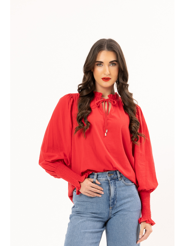 Seeking Lola Red Apple Byron Blouse
