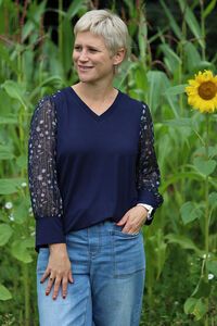 Memo Contrast Woven Shoulder Top