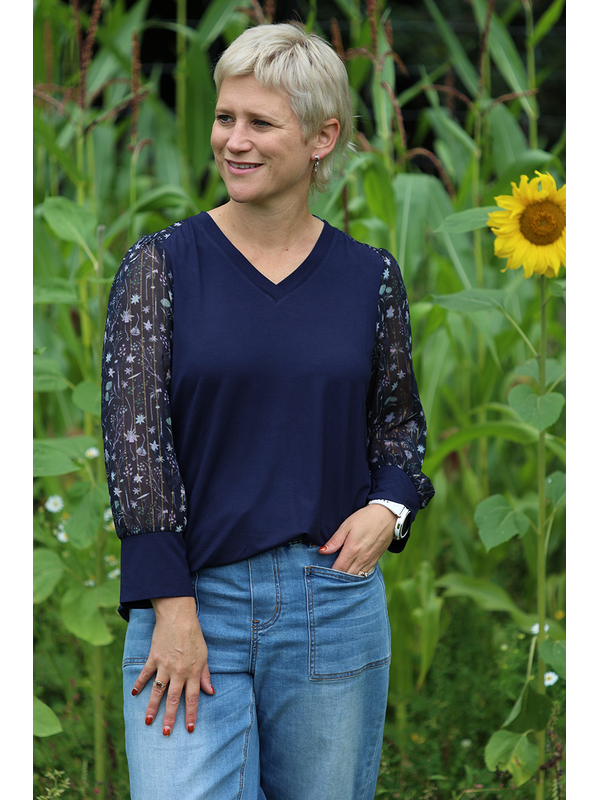 Memo Contrast Woven Shoulder Top