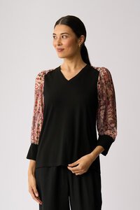Memo Contrast Woven Shoulder Top