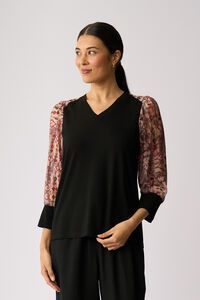 Memo Contrast Woven Shoulder Top