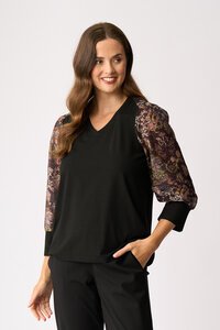 Memo Contrast Woven Shoulder Top