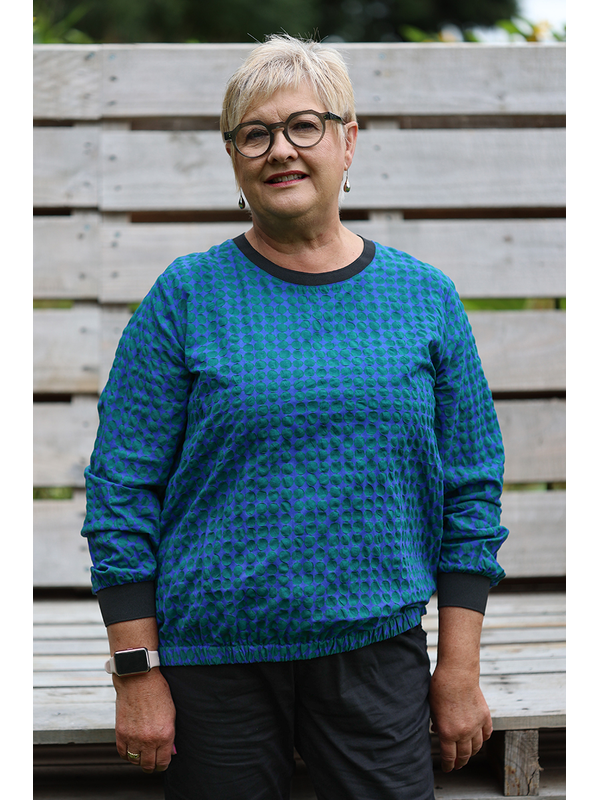 Memo Contrast & Elastic Hem Detail Top