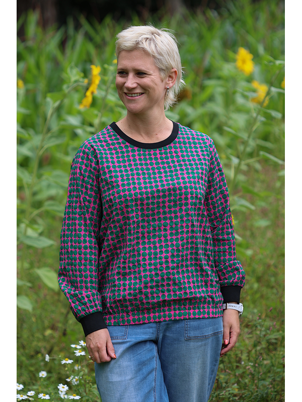 Memo Contrast & Elastic Hem Detail Top