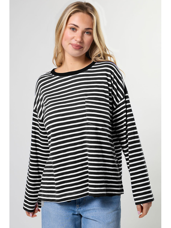 Stella + Gemma Drop Shoulder Lunar Stripe Tee