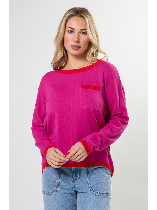 Stella + Gemma Street Crimson Crush Pocket Jumper