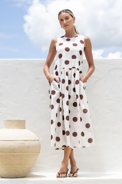 White Poetry Polka Dot Midi Dress-new-Preen