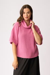 Foil Cowl Neck Rib Jumper