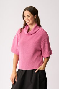 Foil Cowl Neck Rib Jumper