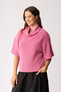Foil Cowl Neck Rib Jumper