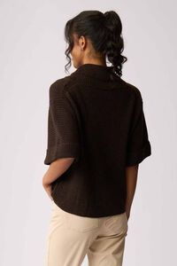 Foil Cowl Neck Rib Jumper