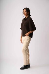 Foil Cowl Neck Rib Jumper