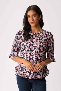 Foil Gathered Scoop Hem Top