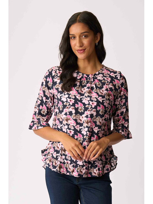 Foil Gathered Scoop Hem Top