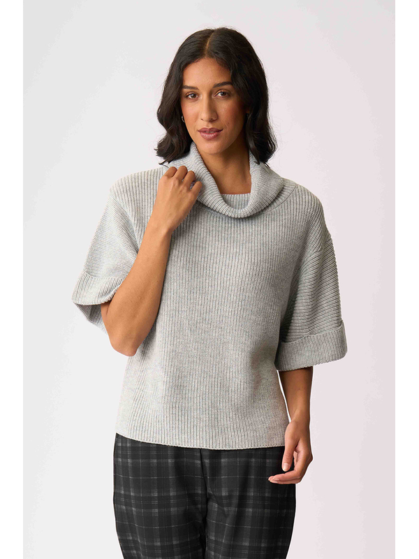 Foil Cowl Neck Rib Jumper