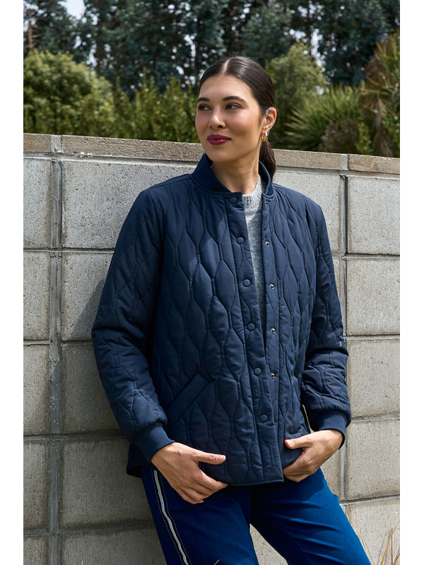 Foil Quilted Snap Jacket