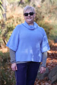 Foil Cowl Neck Rib Jumper