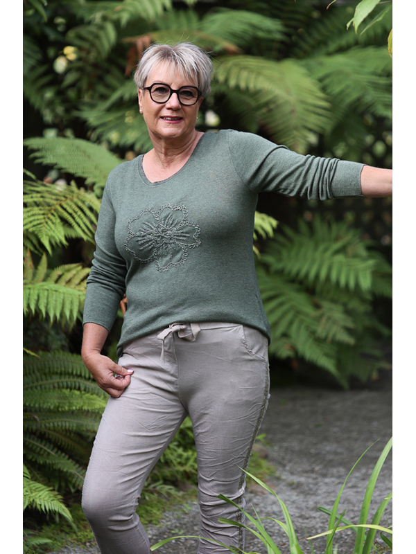 AE Luxe Front Floral Knit Top