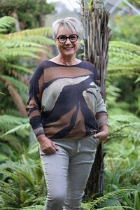 AE Luxe Abstract Print Net Top