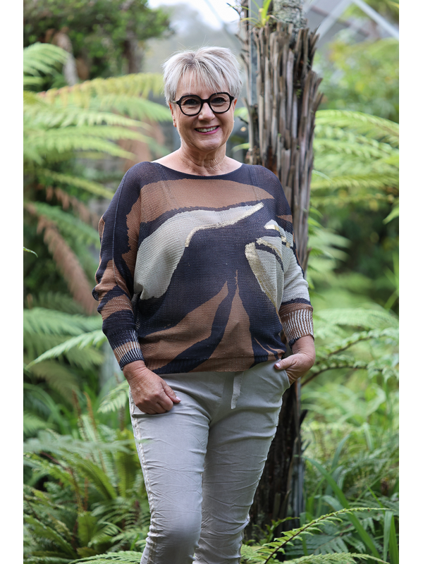 AE Luxe Abstract Print Net Top