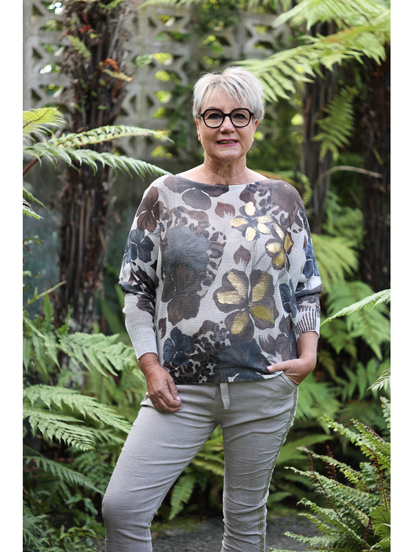 AE Luxe Floral with Animal Print Net Top