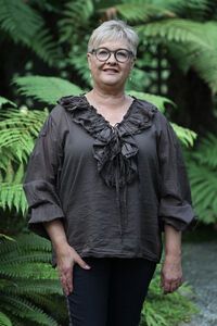 AE Luxe Ruffle V-Neck Top